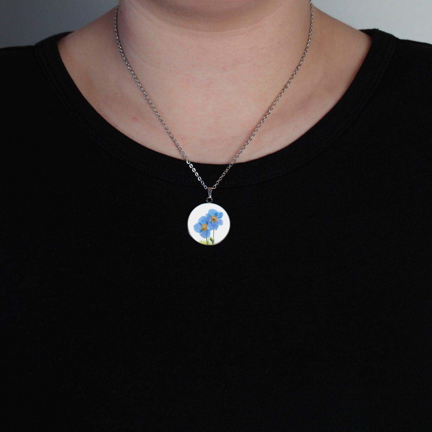Collier COUPLE DE PAVOTS BLEUS 25mm | Creationsjeanne | $45.00
