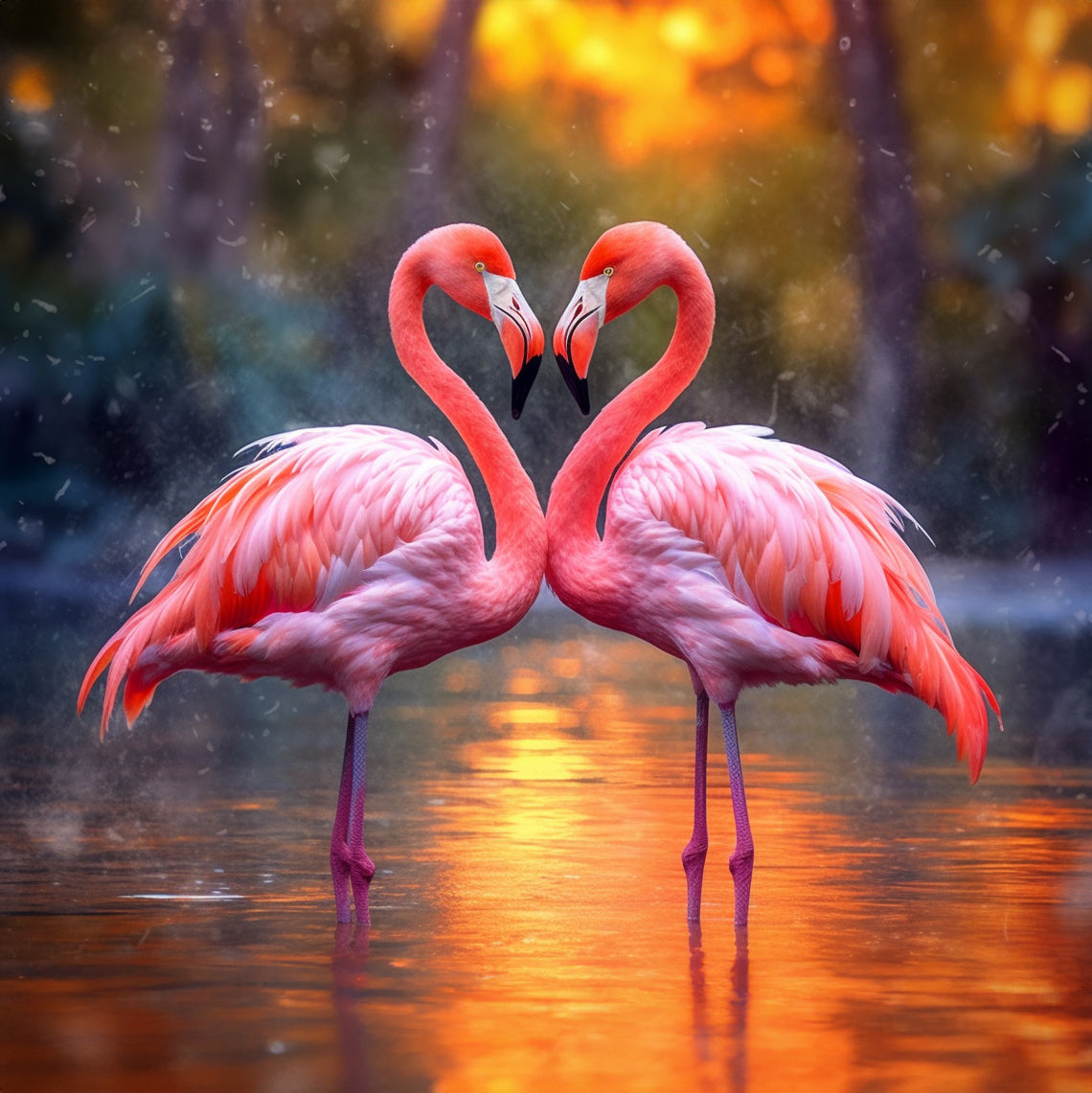 Boucles d'oreilles FLAMANTS AMOUREUX 12mm