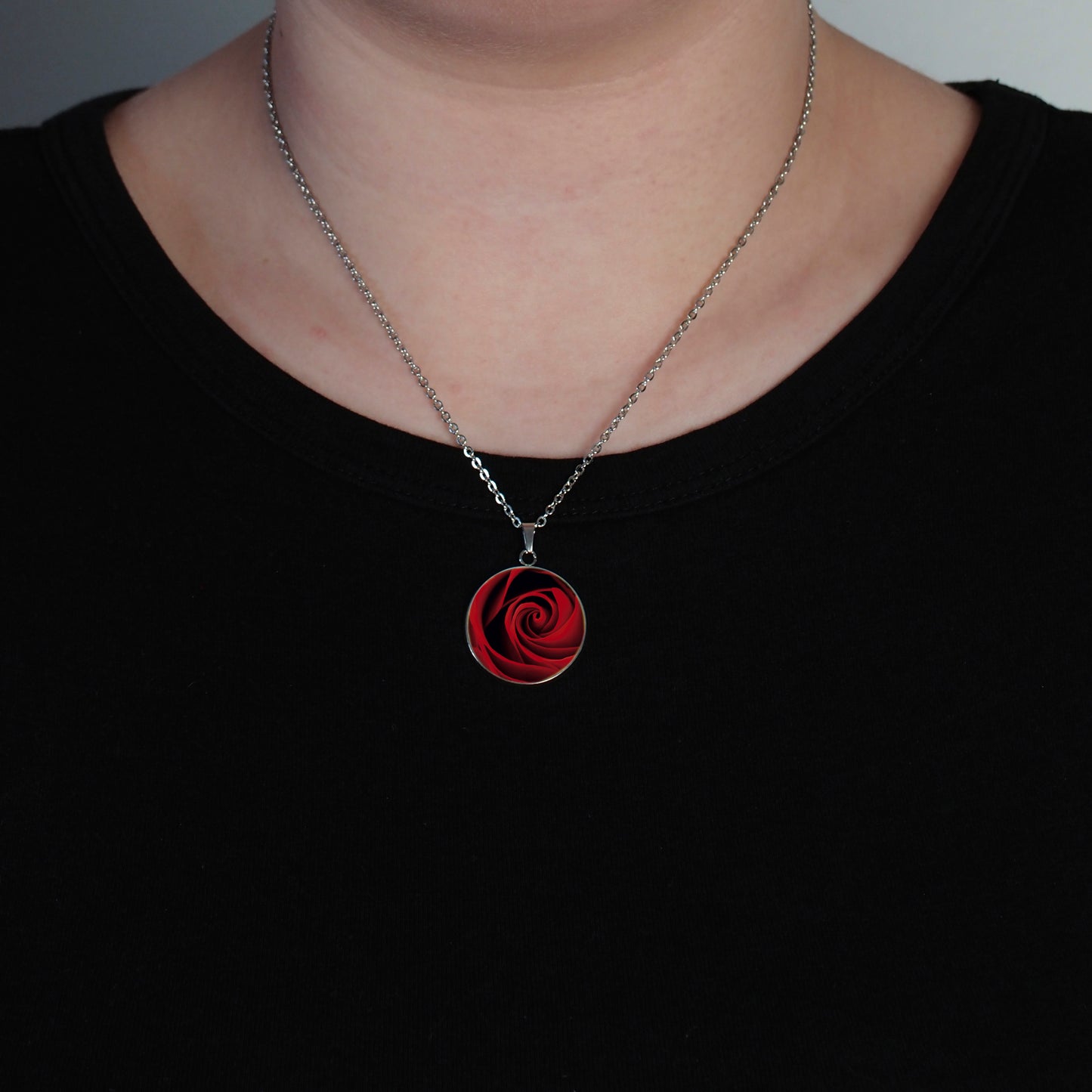 Red Rose Necklace 25mm