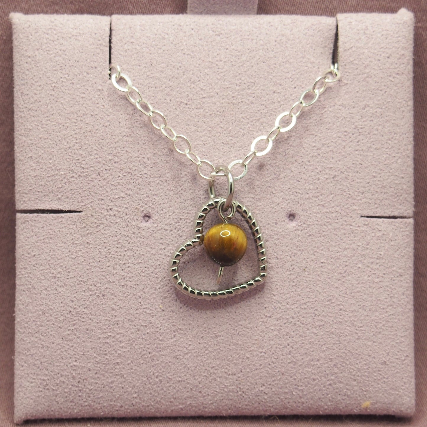 Stainless Steel Heart Necklaces with Semi-Precious Stone