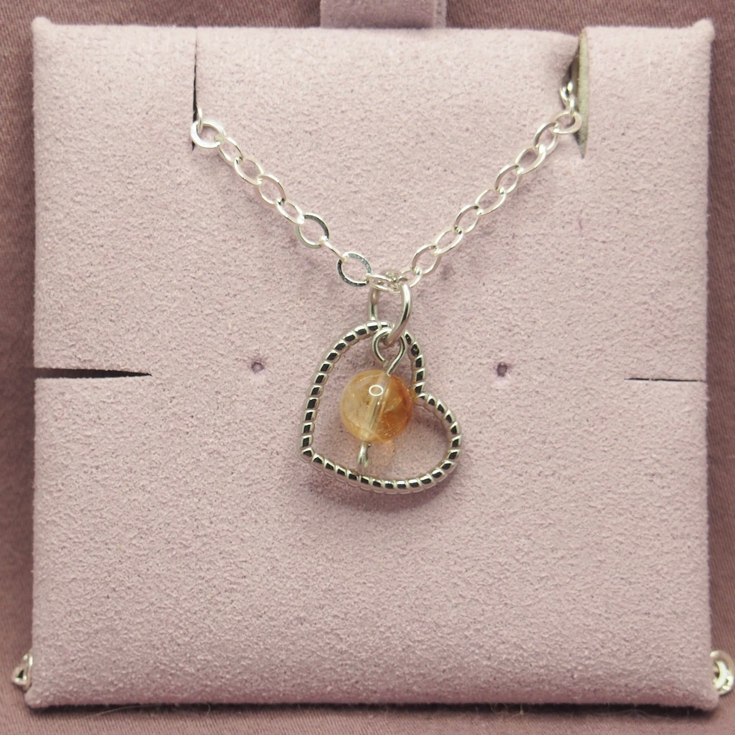 Stainless Steel Heart Necklaces with Semi-Precious Stone