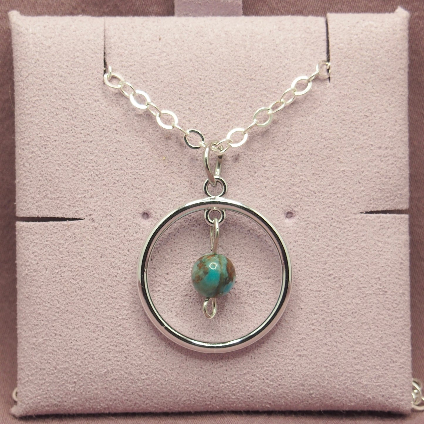 Stainless Steel Round Necklaces with Semi-Precious Stone