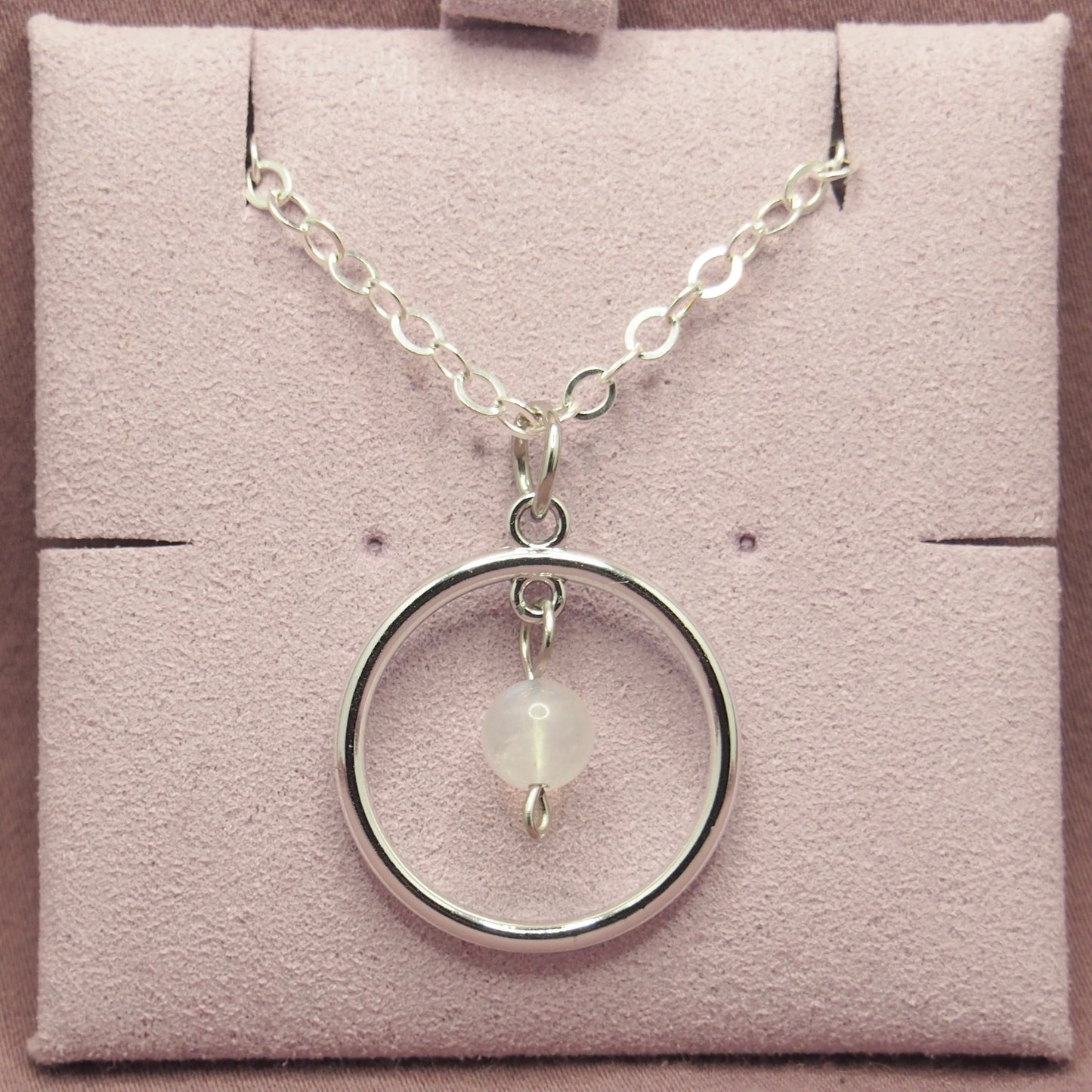 Stainless Steel Round Necklaces with Semi-Precious Stone