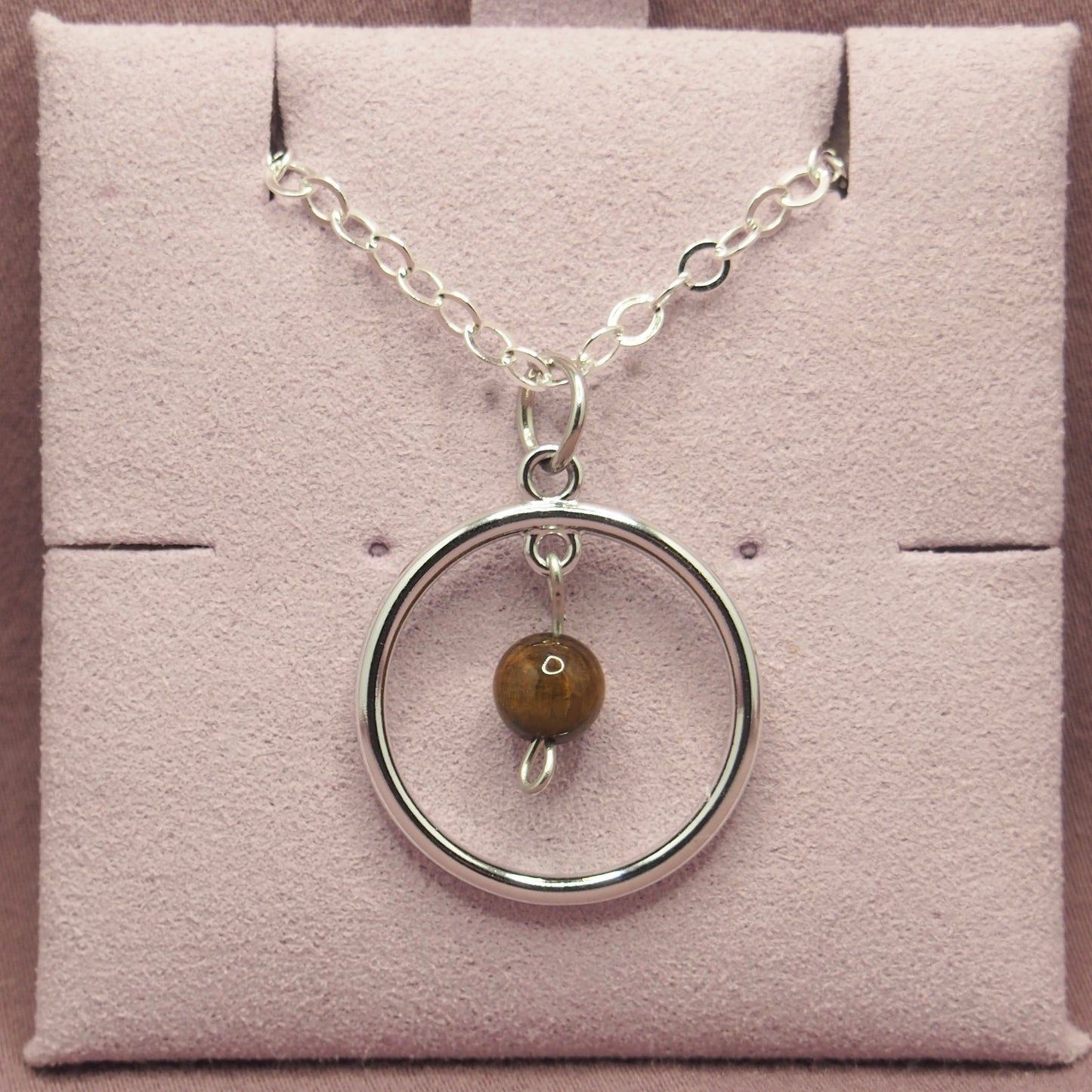 Stainless Steel Round Necklaces with Semi-Precious Stone