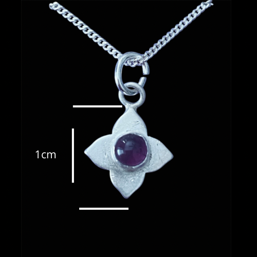 Collier pendentif, fleur 11 mm en argent sterling