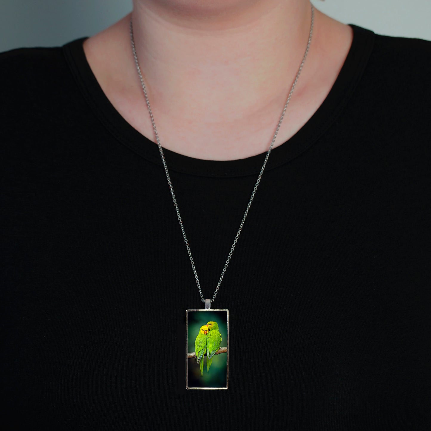 Loving Parrots necklace 25mm x 50mm