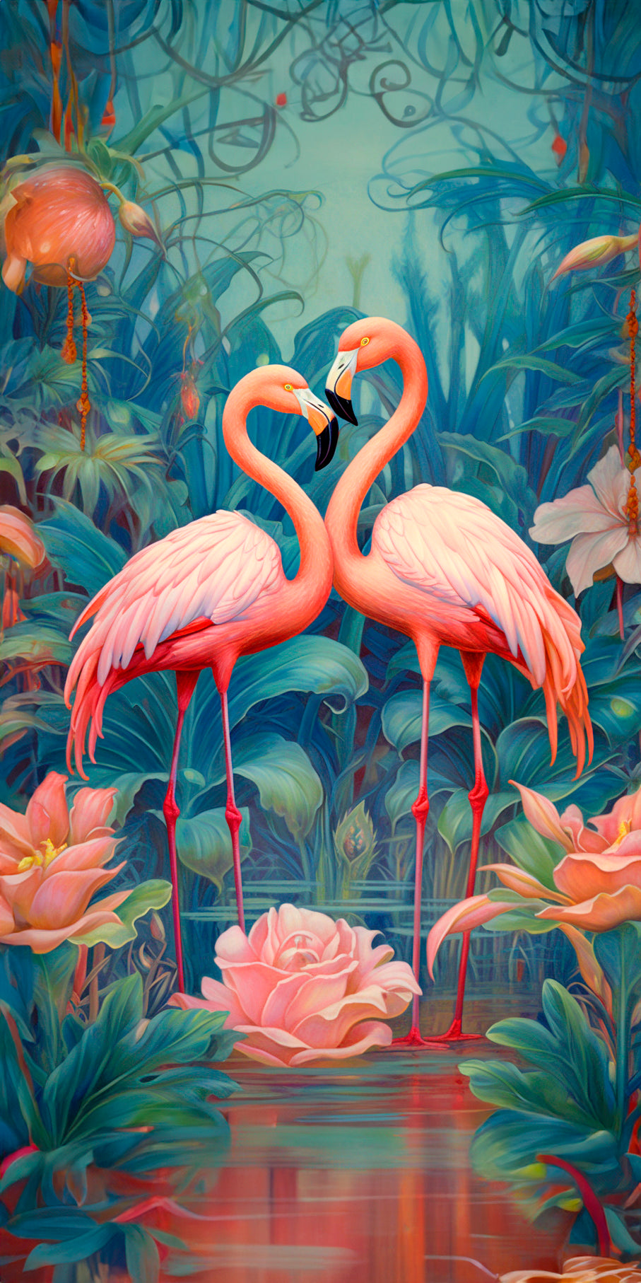 Loving Flamingos Necklace 25mm x 50mm