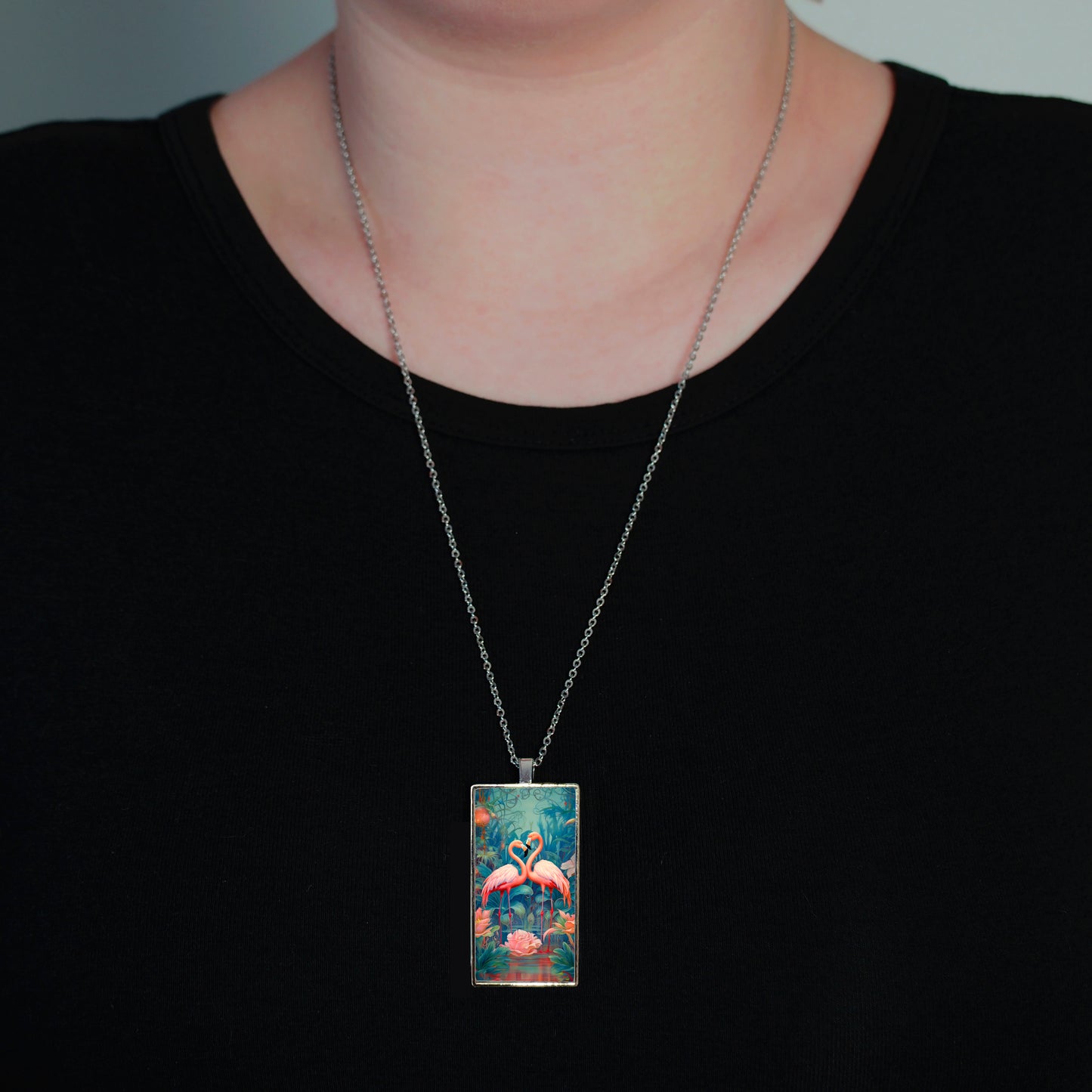 Loving Flamingos Necklace 25mm x 50mm