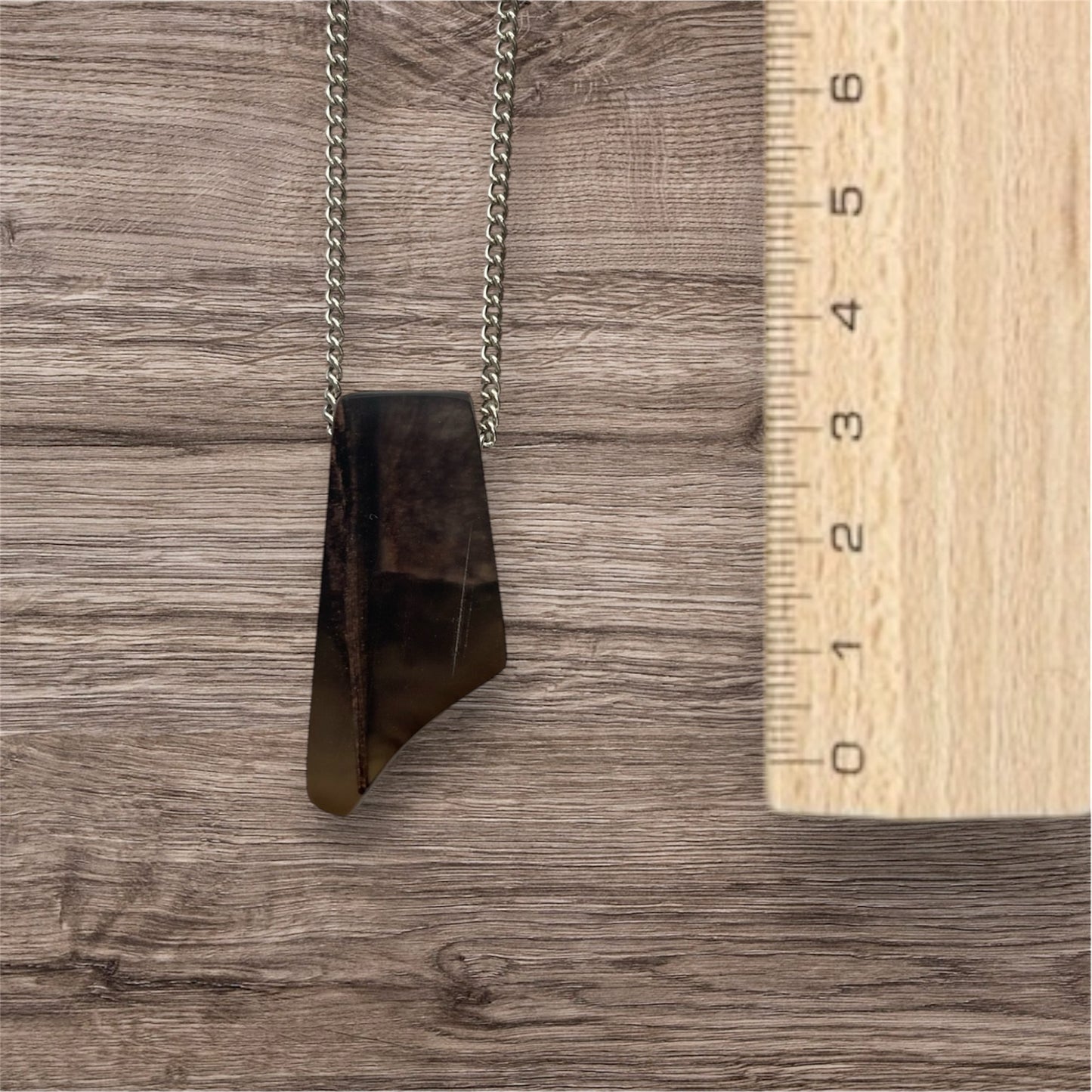 Rectangular Necklace / Resin with Wood / rbc61