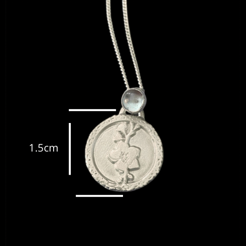 Fossil Ammonite & Engraved Wolf Sterling Silver Necklace