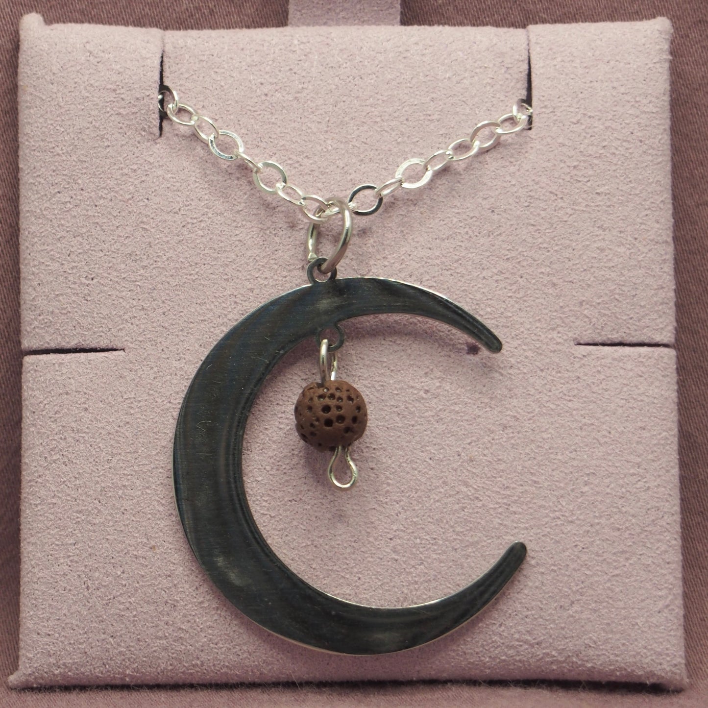 Stainless Steel Moon Necklaces with Semi-Precious Stone