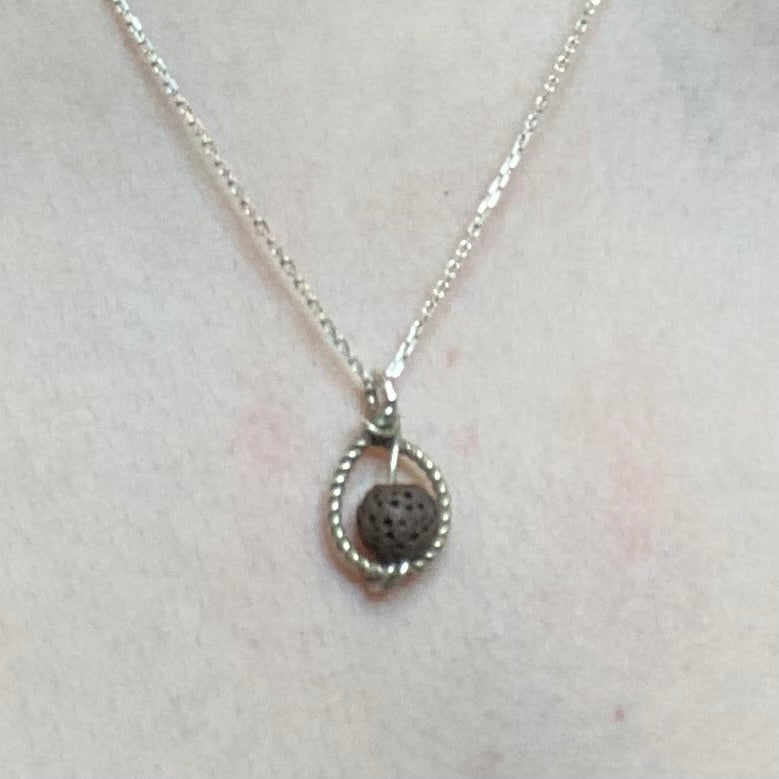 Sterling silver spiral jewelry with lava stone