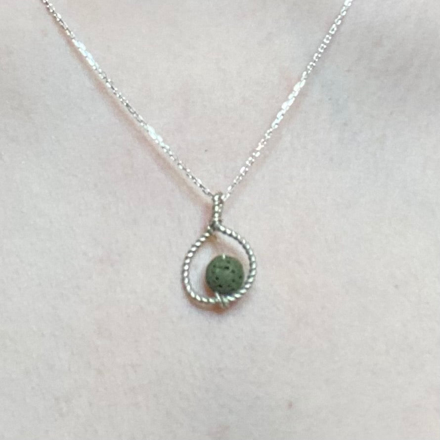 Sterling silver spiral jewelry with lava stone