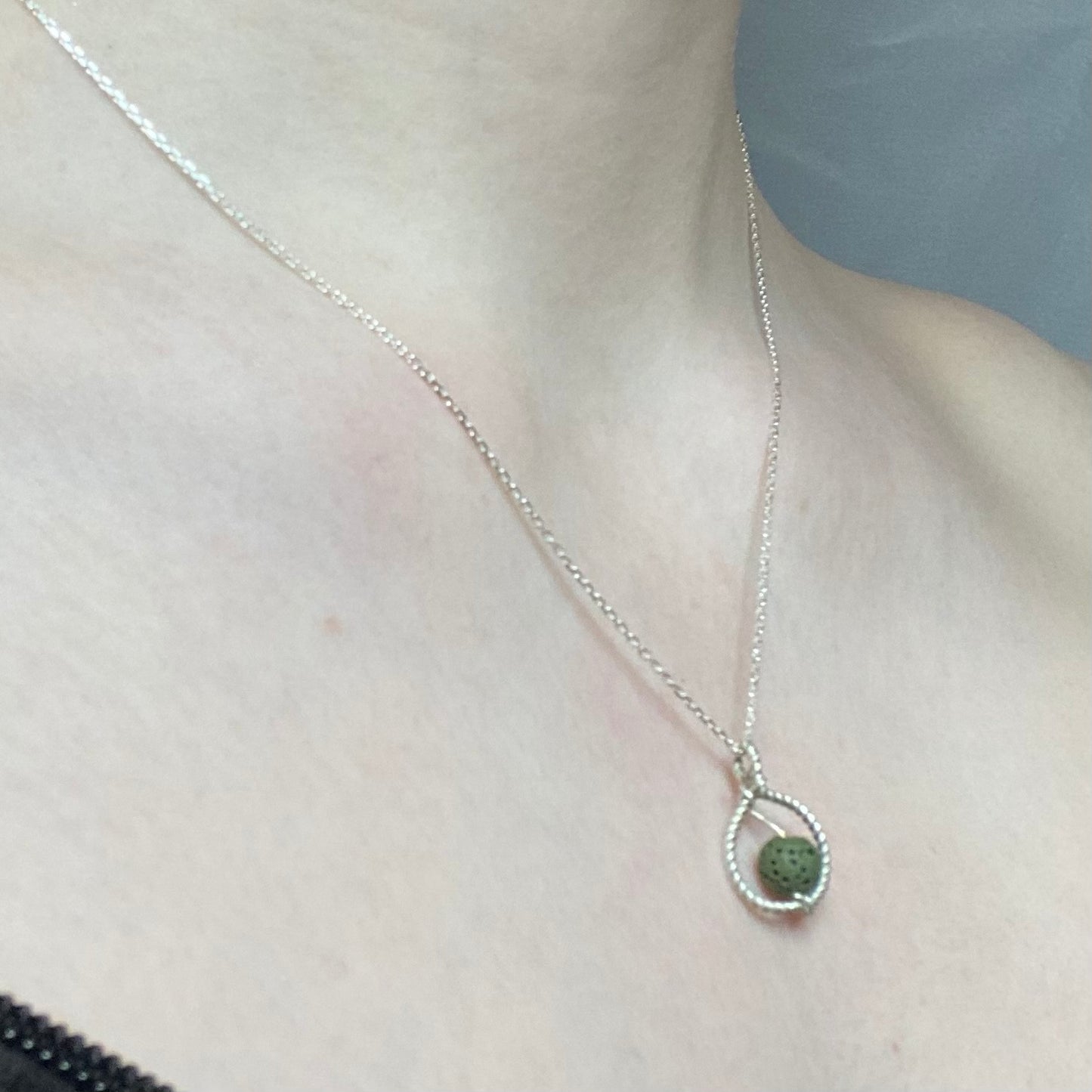 Sterling silver spiral jewelry with lava stone