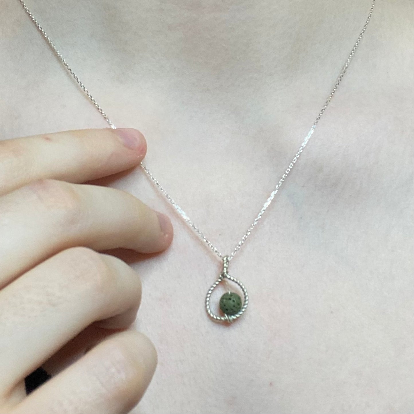 Sterling silver spiral jewelry with lava stone