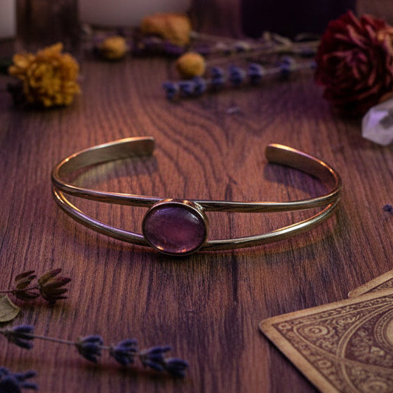 Manchette femme argent sterling pierre naturelle violette, bracelet réglable tendance bohème