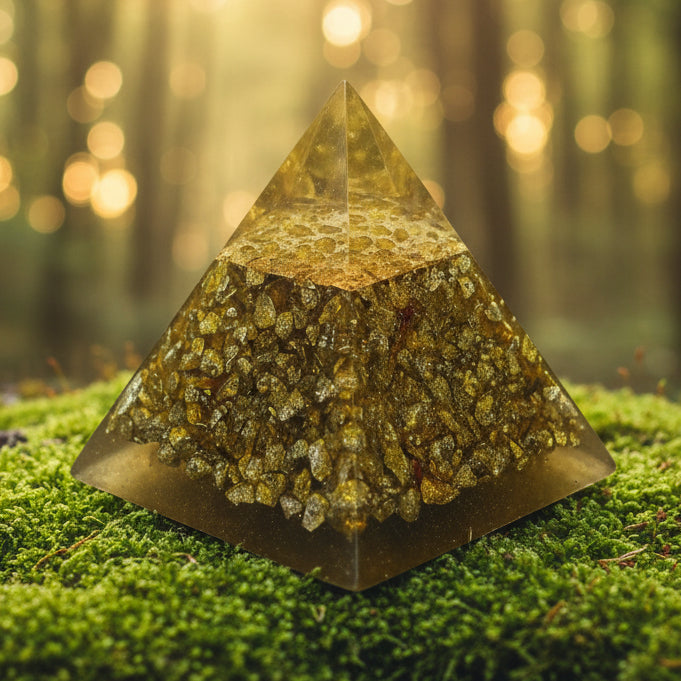 pyramide en resine | Pierre or