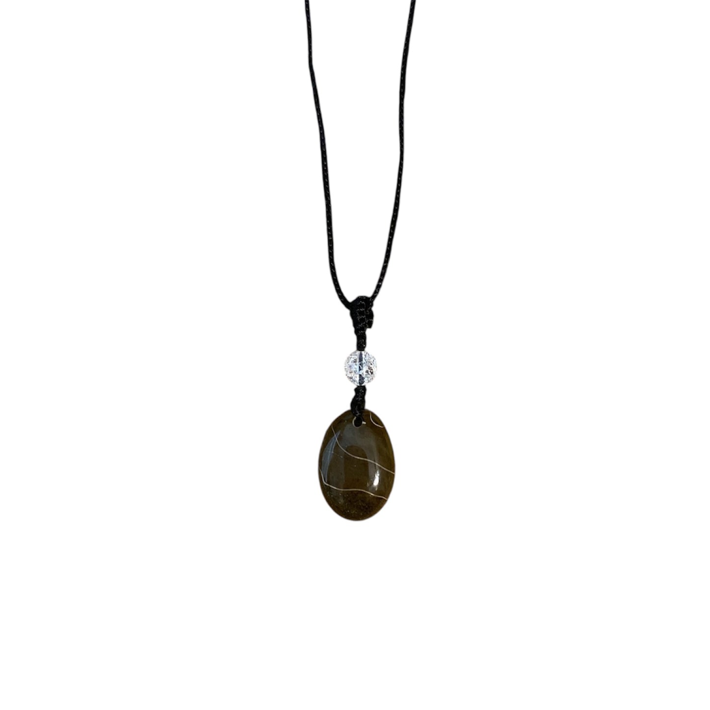collier pierre naturelle Pierre Ammonite Fossile Oval perle quartz blanc