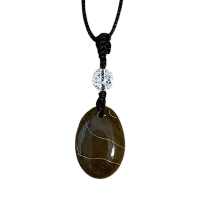 collier pierre naturelle Pierre Ammonite Fossile Oval perle quartz blanc