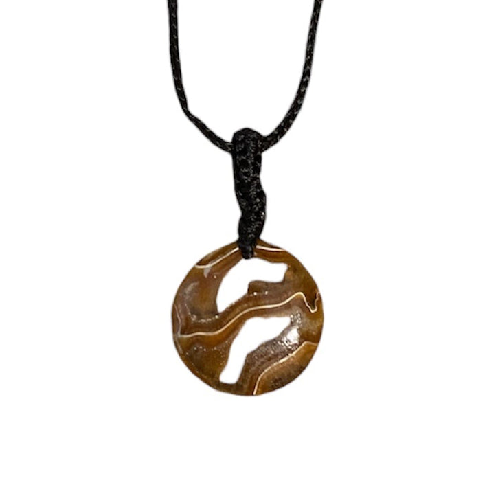 collier pierre naturelle Pierre Ammonite Fossile Rond Mince