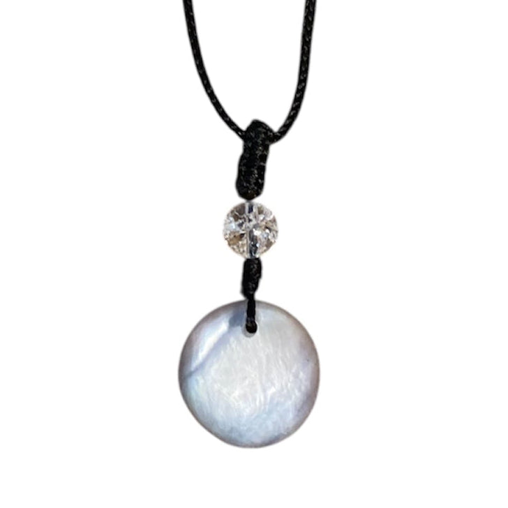 collier pierre naturelle Pierre Tourmaline Noire Coquillage et Quartz Blanc