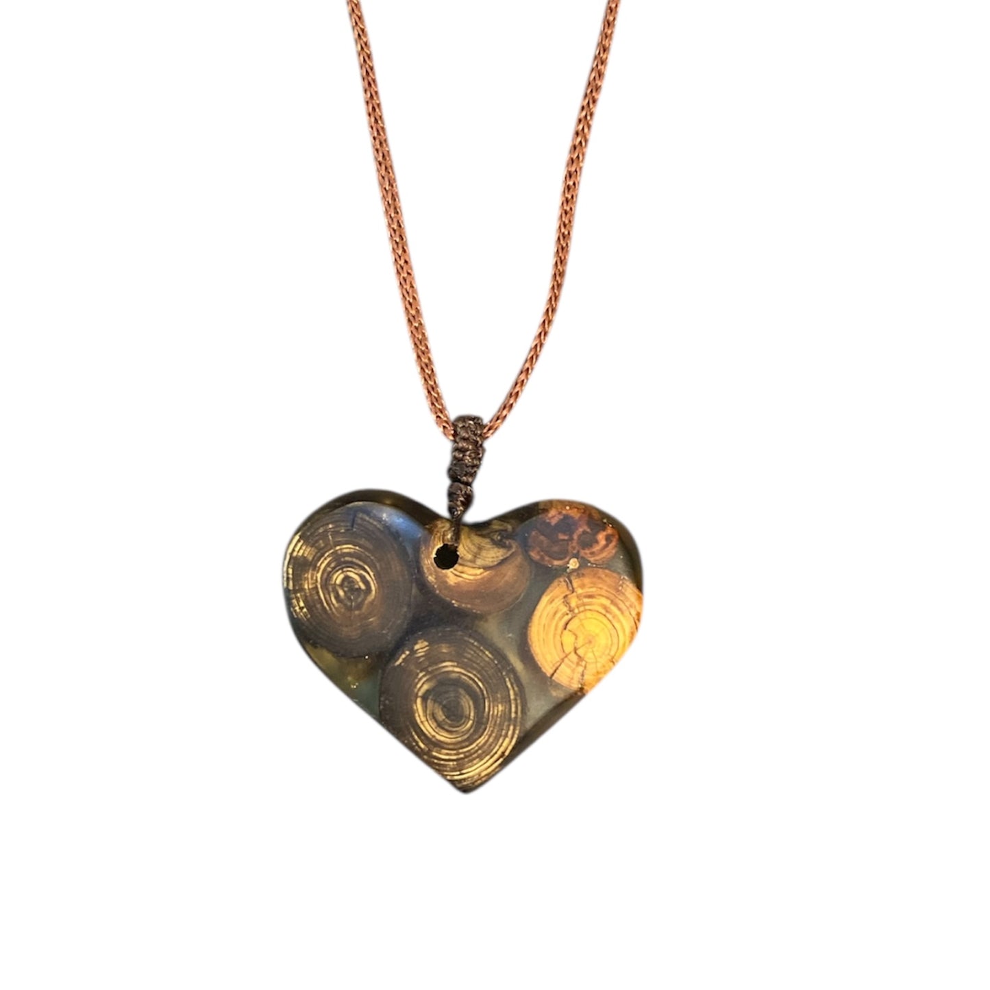 Collier cœur – Résine transparente et bois (RBC55)