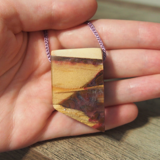 collier bois naturel resine elegant fait main
