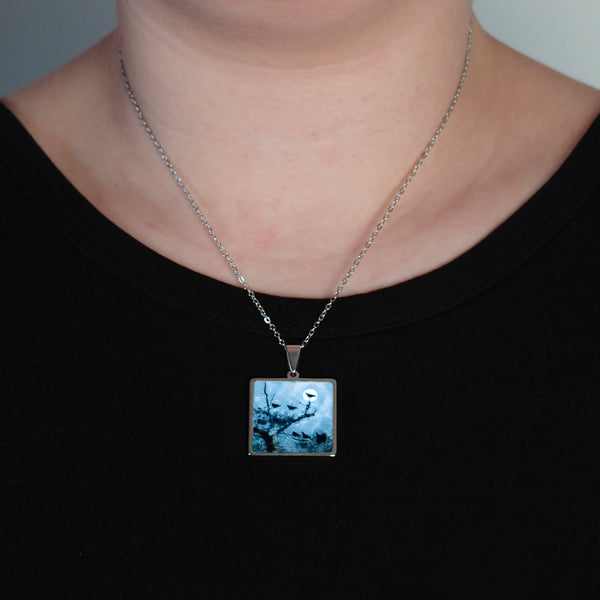 Collier OISEAUX BLEUS 25mm