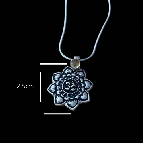 Fossil Ammonite & Engraved Wolf Sterling Silver Necklace
