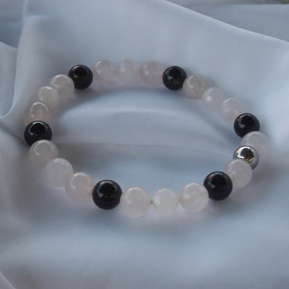 Bracelet quartz rose & tourmaline — Équilibre et protection