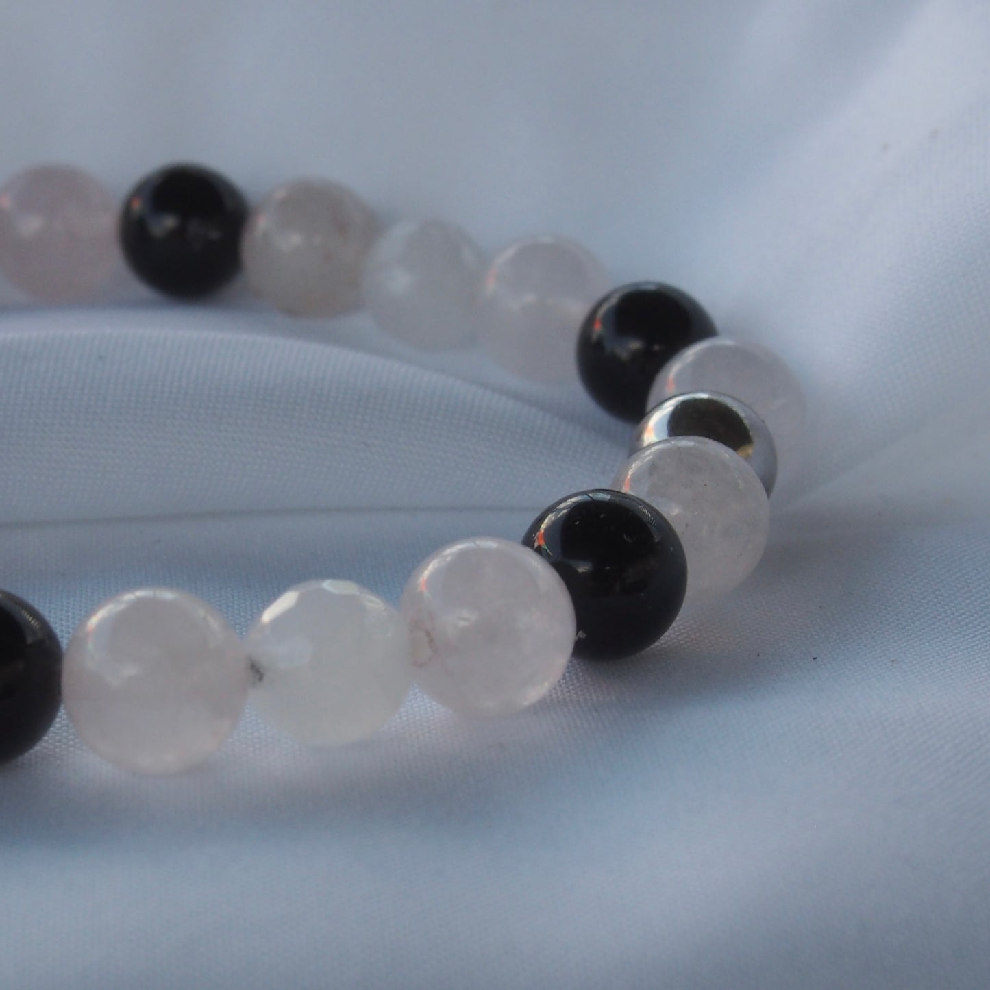 Bracelet quartz rose & tourmaline — Équilibre et protection
