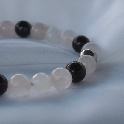 Bracelet quartz rose & tourmaline — Équilibre et protection