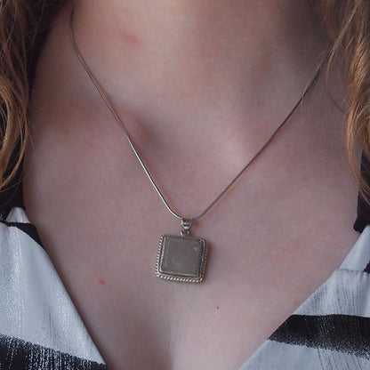 Smoky Quartz & Engraved Hands Sterling Silver Necklace
