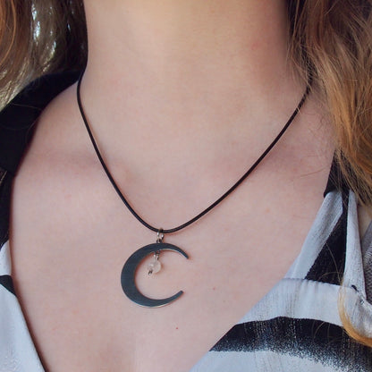 Stainless Steel Round Necklaces with Semi-Precious Stone