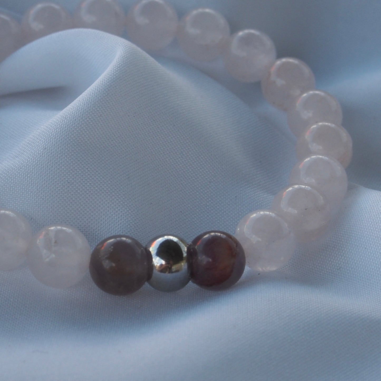 Bracelet quartz rose & 2 améthyste — Amour de soi et apaisement