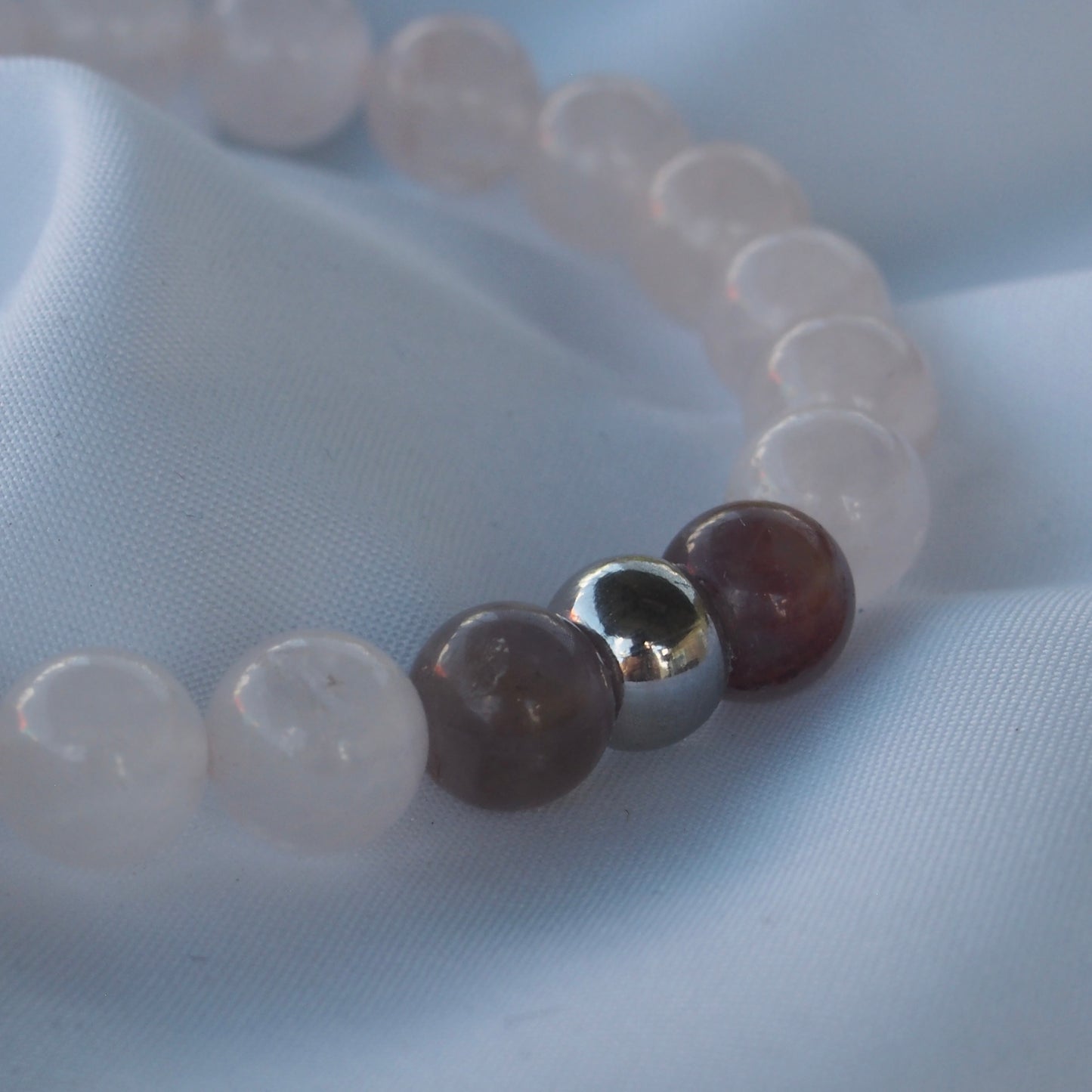 Bracelet quartz rose & 2 améthyste — Amour de soi et apaisement