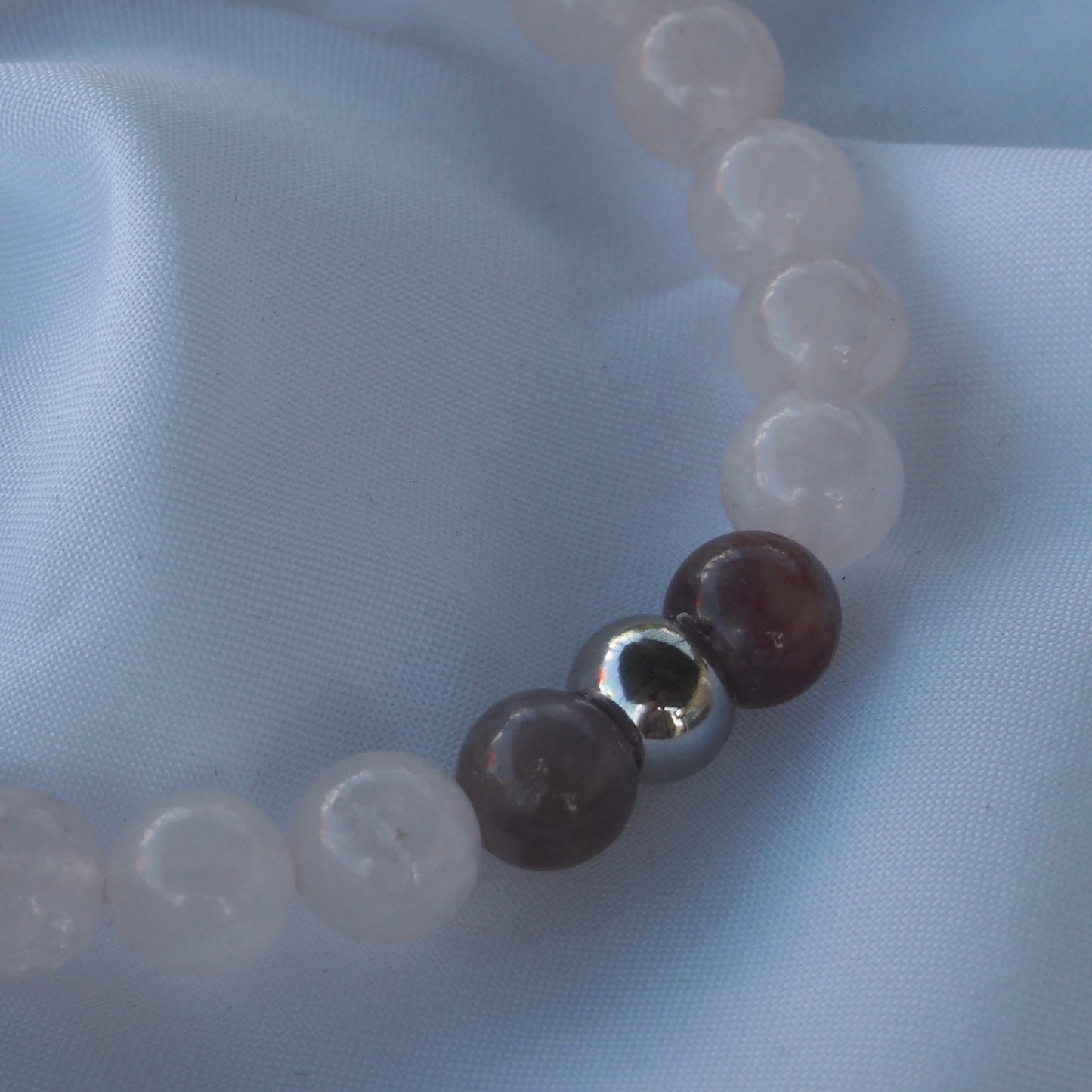 Bracelet quartz rose & 2 améthyste — Amour de soi et apaisement