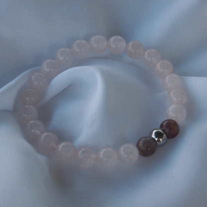 Bracelet quartz rose & 2 améthyste — Amour de soi et apaisement