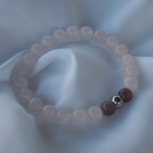 Bracelet quartz rose & 2 améthyste — Amour de soi et apaisement