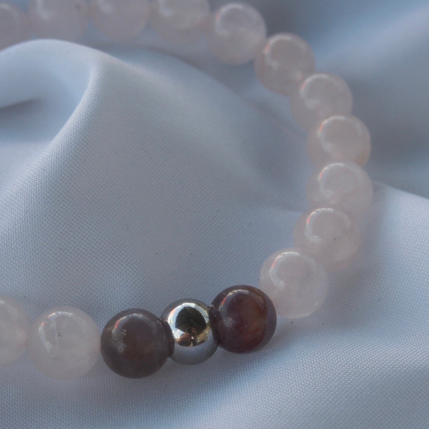 Bracelet quartz rose & 2 améthyste — Amour de soi et apaisement