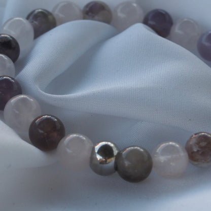 Bracelet quartz rose & améthyste — Amour de soi et apaisement