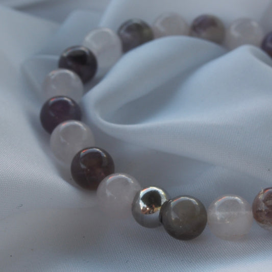 Bracelet quartz rose & améthyste — Amour de soi et apaisement