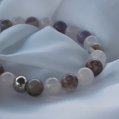 Bracelet quartz rose & améthyste — Amour de soi et apaisement