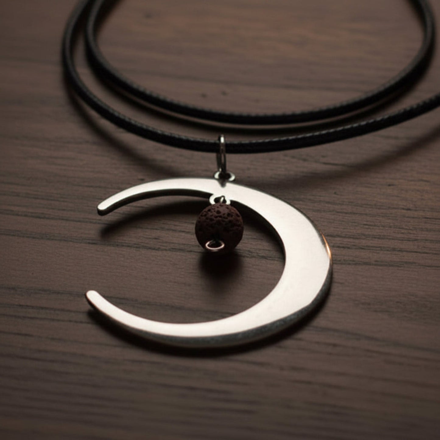 Stainless Steel Round Necklaces with Semi-Precious Stone