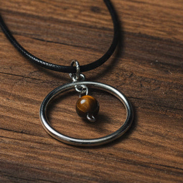 Stainless Steel Round Necklaces with Semi-Precious Stone