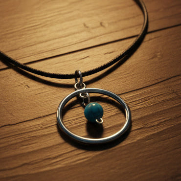 Stainless Steel Round Necklaces with Semi-Precious Stone