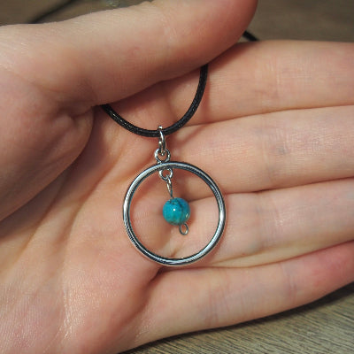 Stainless Steel Round Necklaces with Semi-Precious Stone