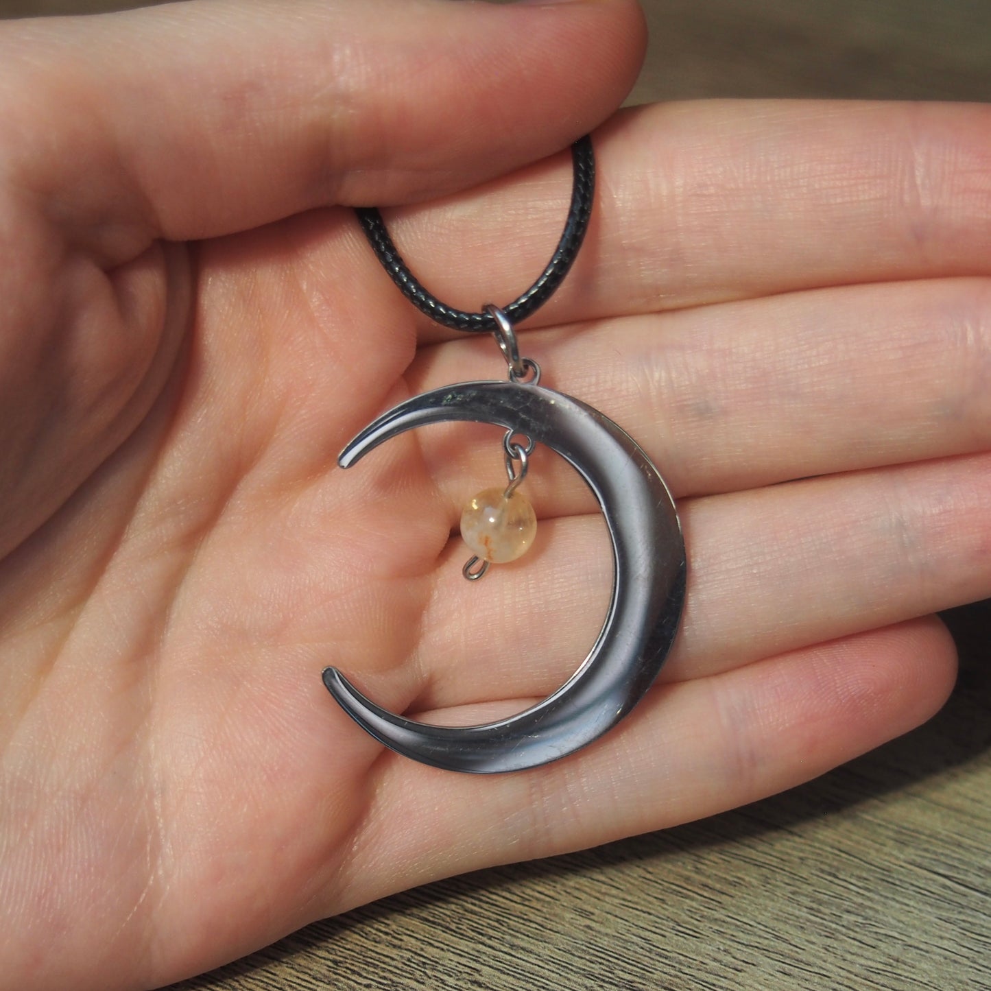 Stainless Steel Round Necklaces with Semi-Precious Stone
