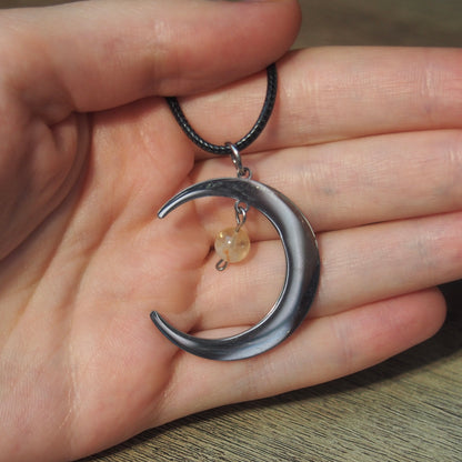 Stainless Steel Round Necklaces with Semi-Precious Stone