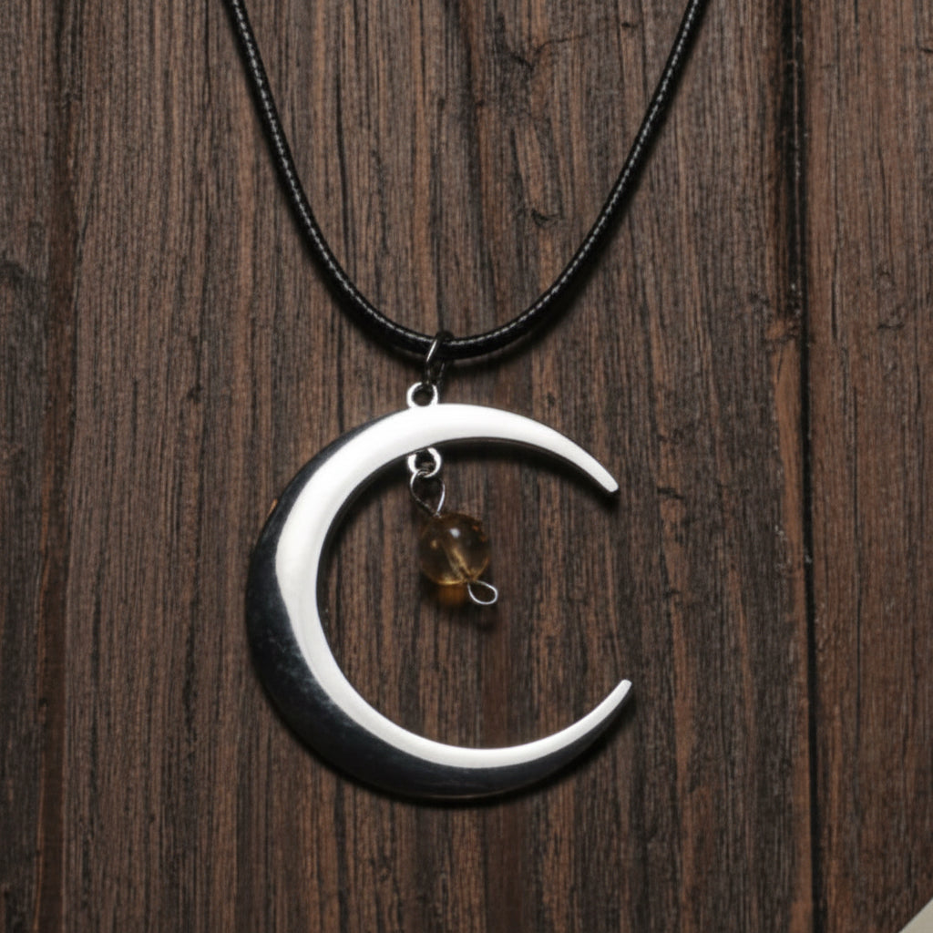 Stainless Steel Round Necklaces with Semi-Precious Stone